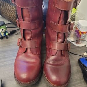 Dr. Martens Aletta 3 buckle boots women size 11 oxblood dyed worn once